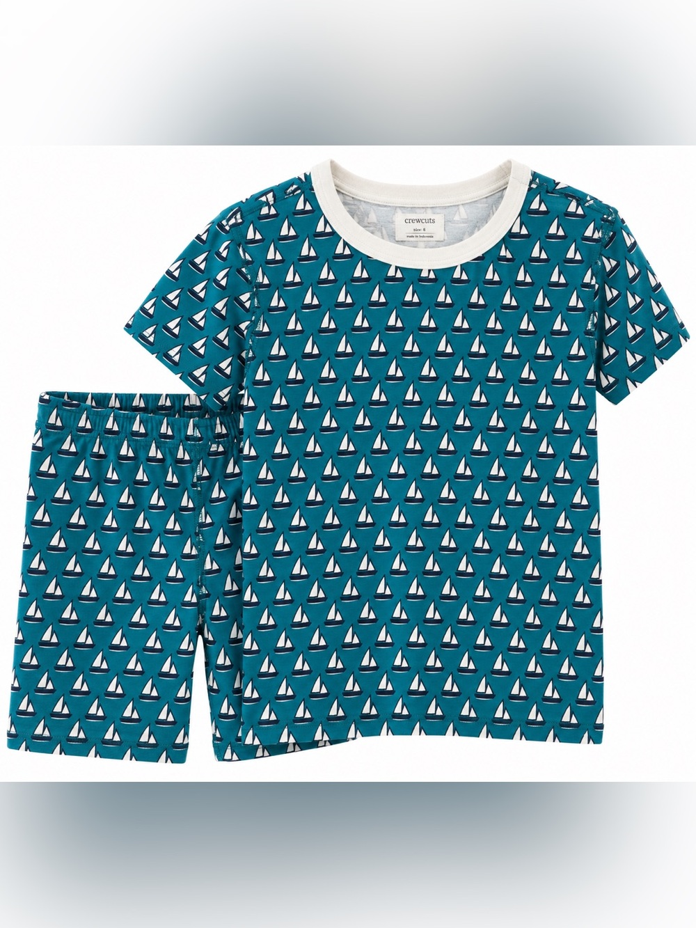 J. Crew Teal Sailboat Short-Sleeve Pajama Set